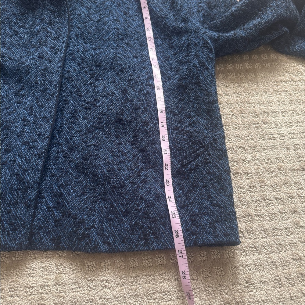 Banana Republic Blue Textured Crop Jacket Buckle Collar Womens L - Picture 13 of 13